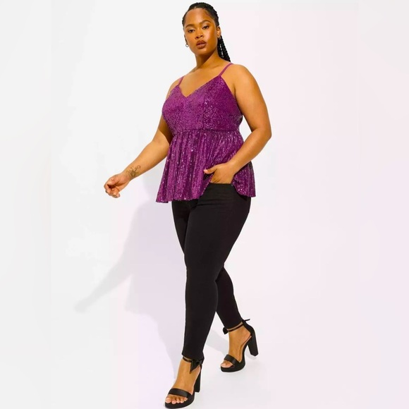 NWT Torrid Peplum Sequin V-Neck Tank. Size 2 (18/20) - Picture 3 of 6